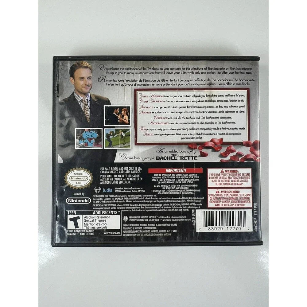 Bachelor: The Videogame (Nintendo DS, 2010) Cartridge & Case & Instructions